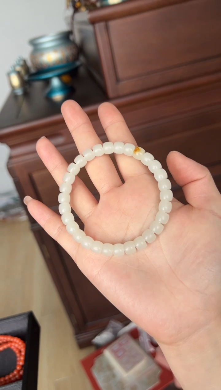 【闪购商品】和田玉（白玉）手串未镶嵌山流水直切单圈