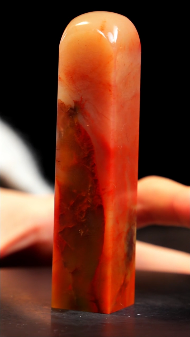 田黄石红花冻印章印章印章