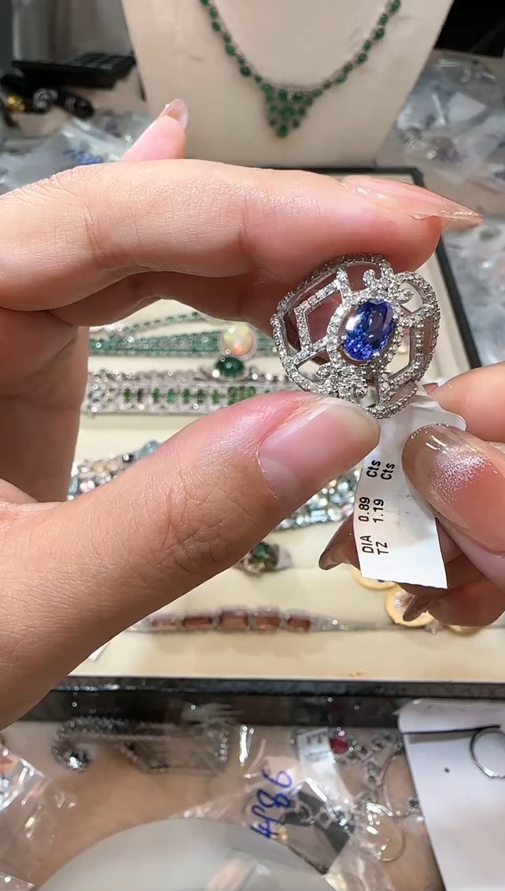 【闪购商品】定制坦桑石戒指银S925镶嵌戒指