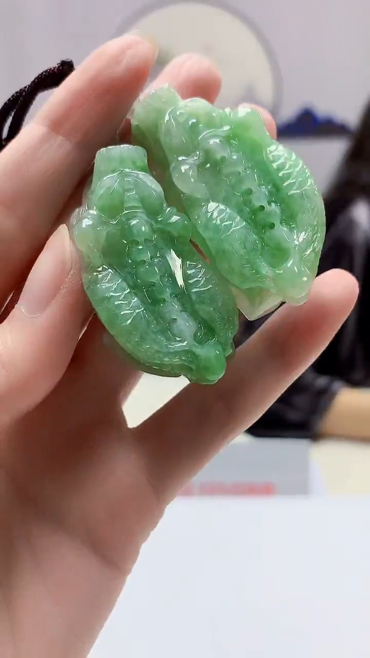 【闪购商品】定制翡翠未镶嵌4829zm-毛货一对貔貅52