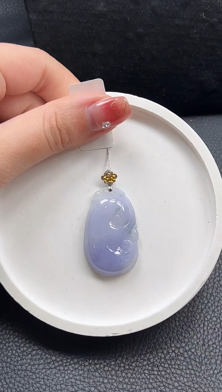 【闪购商品】翡翠颈饰18K金镶嵌紫如意