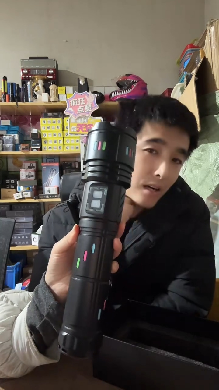 合金白激光大手电带彩条