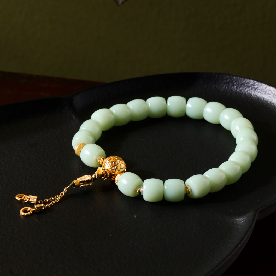 【意婵】《宋时微》典藏级瓷白高致密度碧玉粉青单圈手链18K金-912201