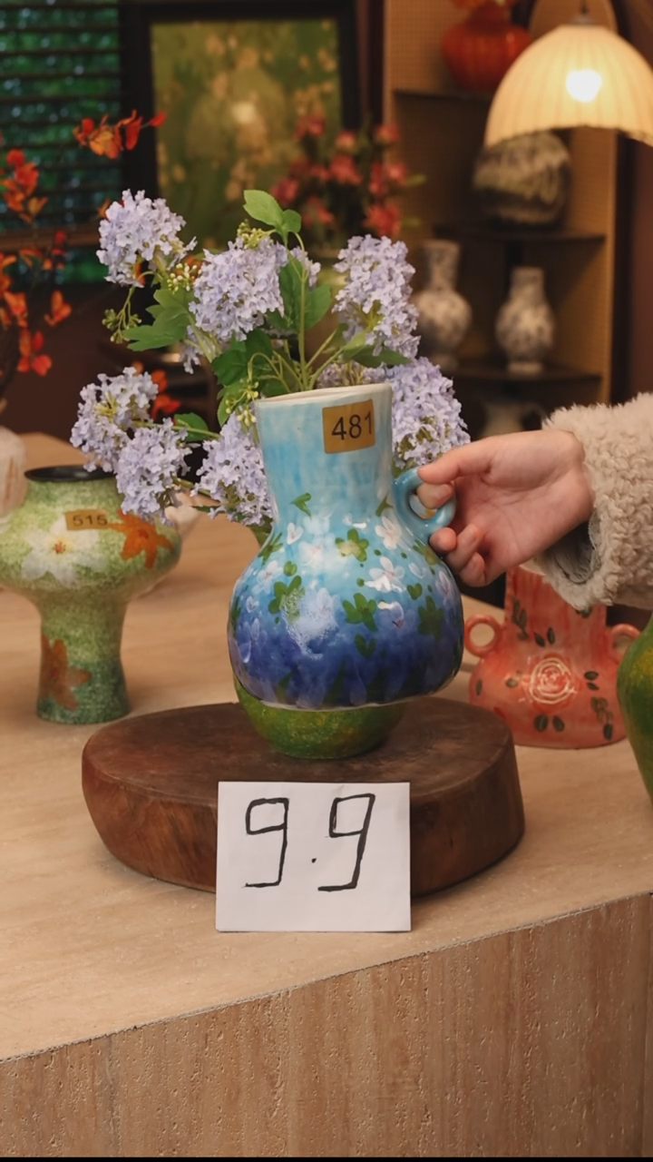 有机玻璃景德镇设计师手作花器摆件侘寂风