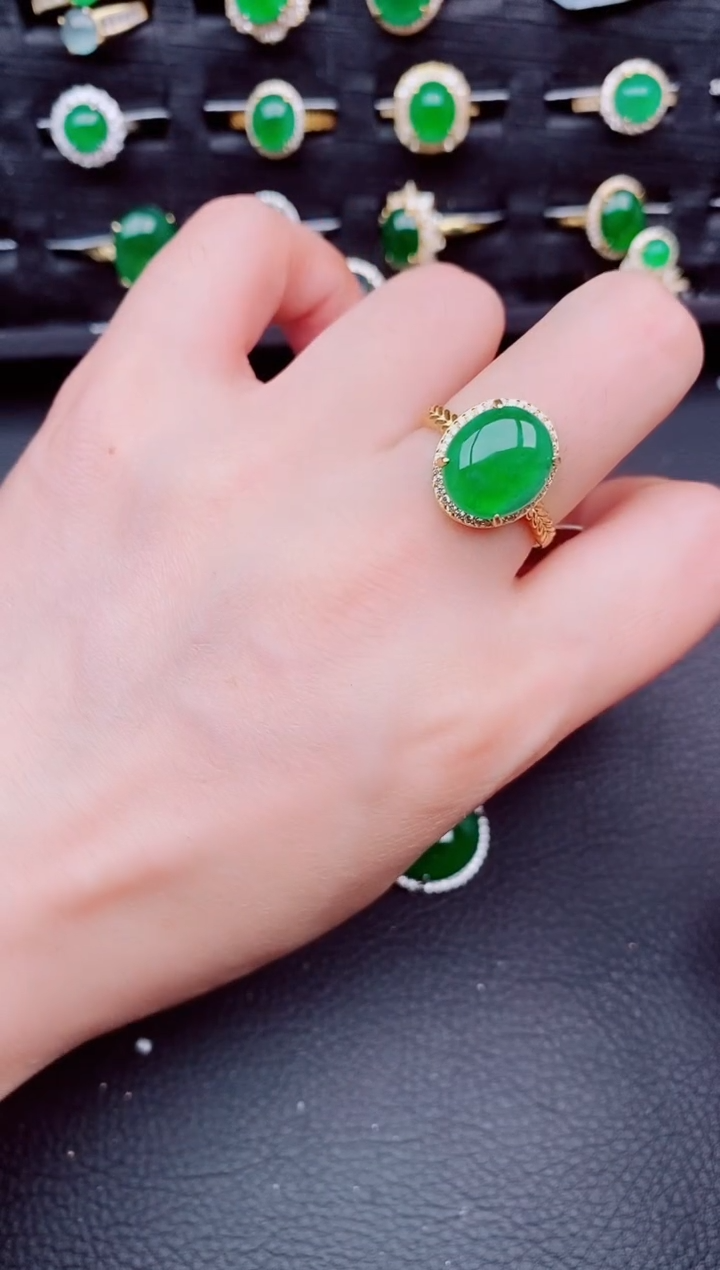翡翠戒指银S925镶嵌天然a货翡翠547