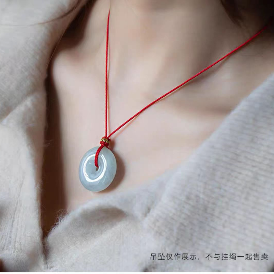 非金属棉绳项链 成人儿童特细平安扣挂绳手工编织本命年项链红绳