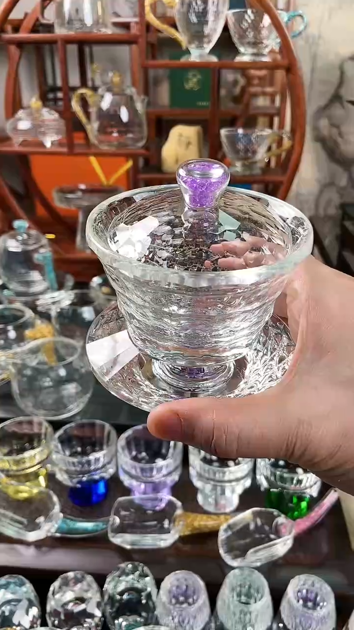 【闪购商品】紫色水晶盖碗压制款