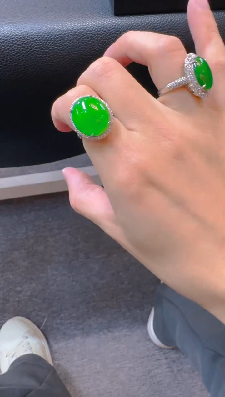 【闪购商品】翡翠戒指银S925镶嵌天然A货翡翠