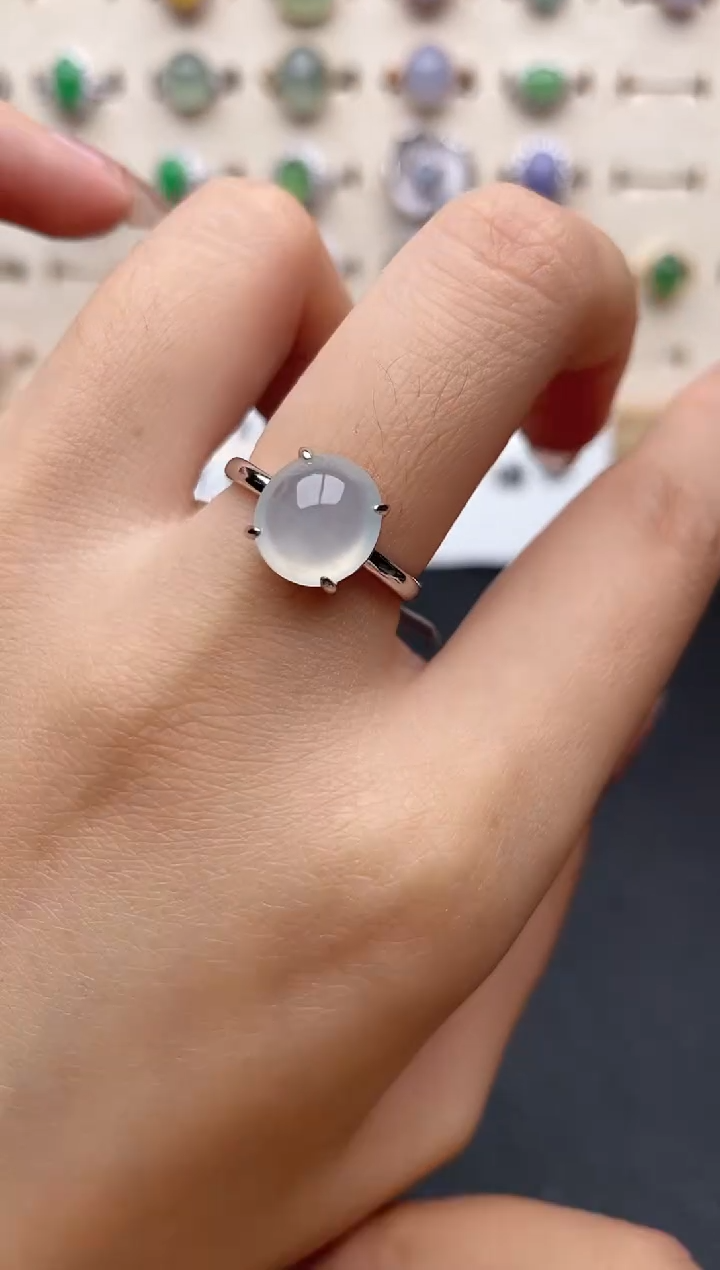 【闪购商品】翡翠戒指银S925镶嵌一物一证一礼盒