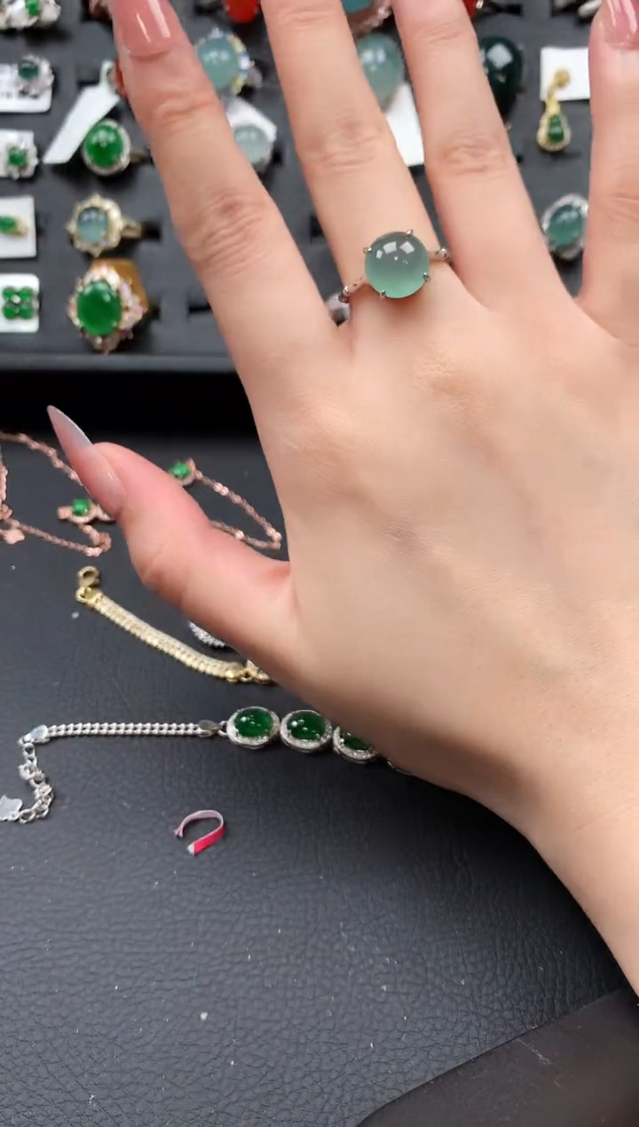 【闪购商品】翡翠戒指银S925镶嵌5211