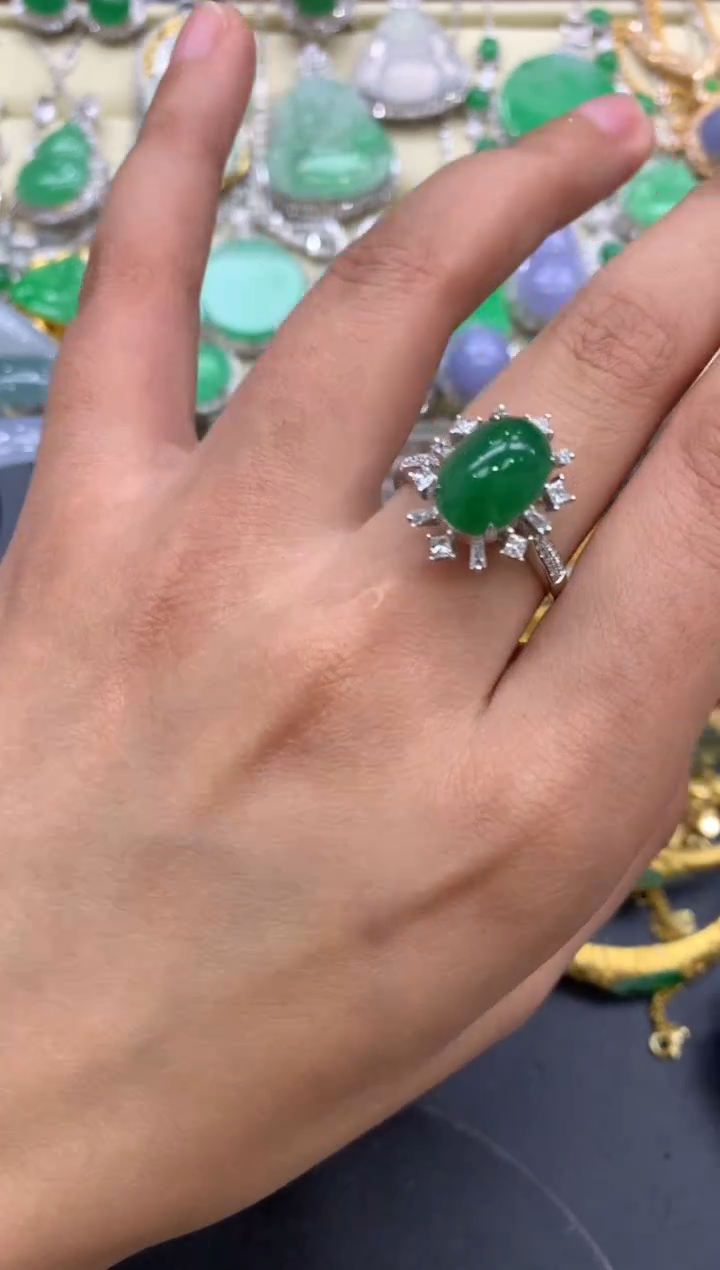 【闪购商品】翡翠戒指18K金镶嵌384-中国好珍宝