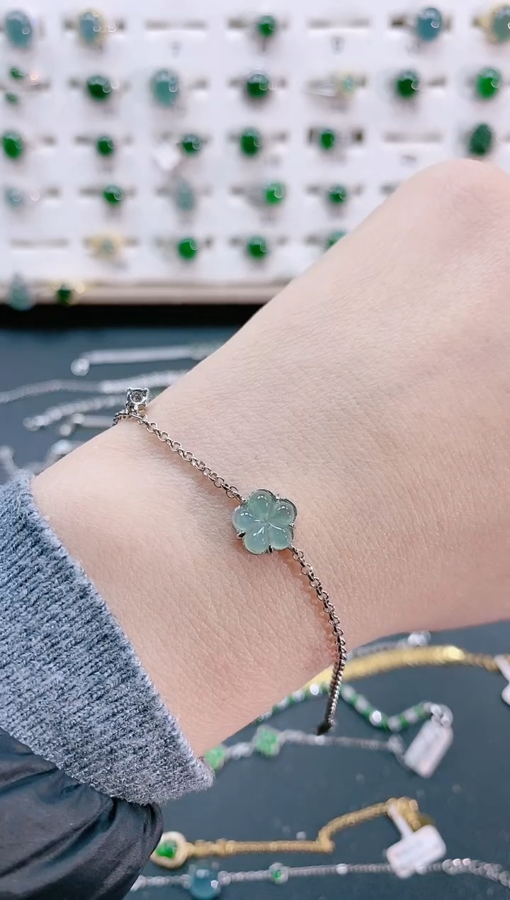 【闪购商品】翡翠手链银S925镶嵌天然翡翠