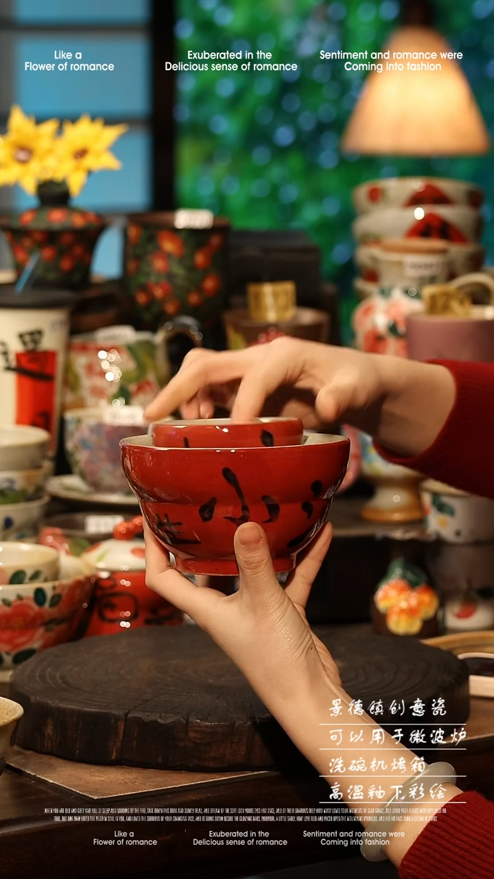 陶瓷景德镇高温釉下彩手工手绘款式@A0815@