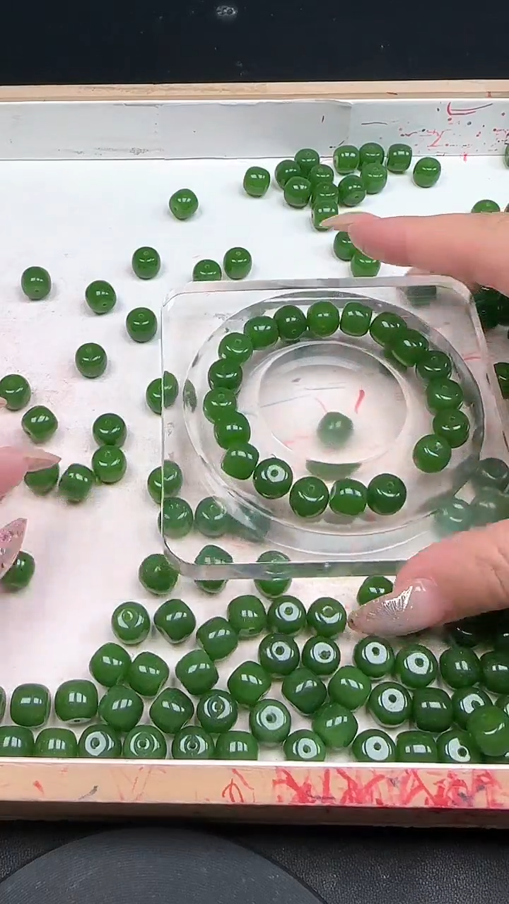 未镶嵌和田玉珠宝半成品碧玉N191卡9*10MM散珠10颗 赠弹力线