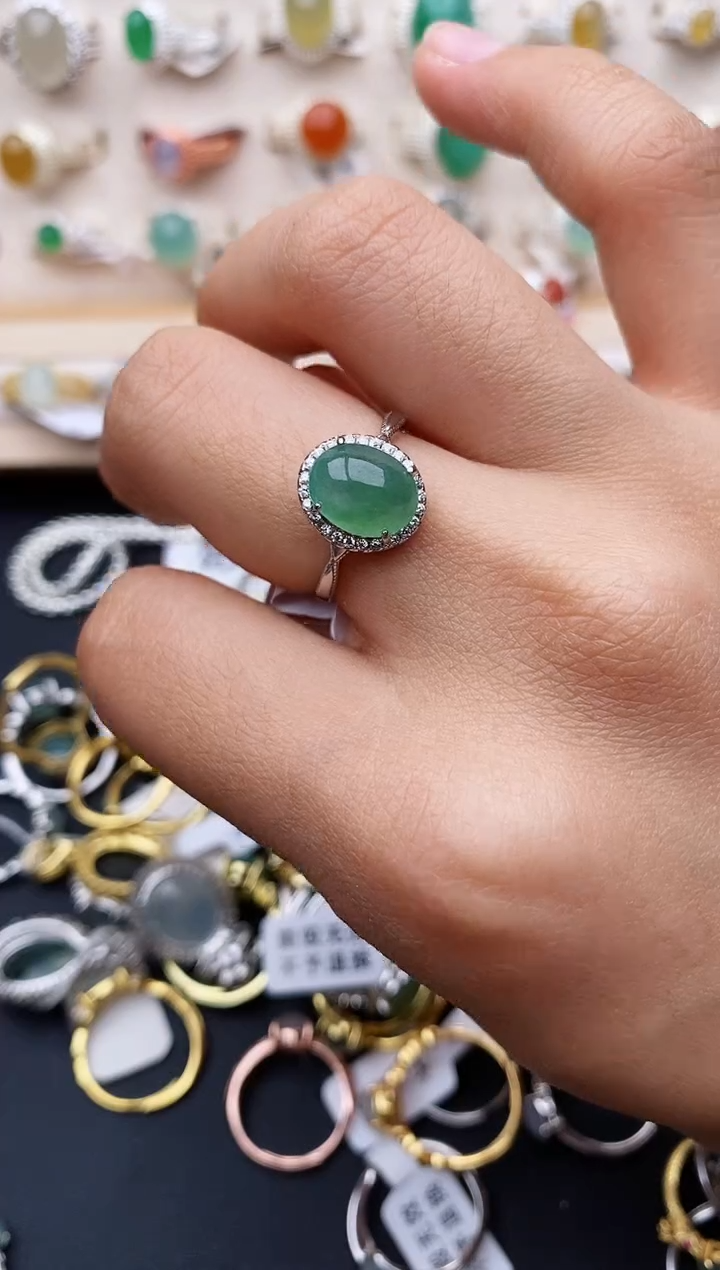 【闪购商品】翡翠戒指银S925镶嵌缅甸翡翠