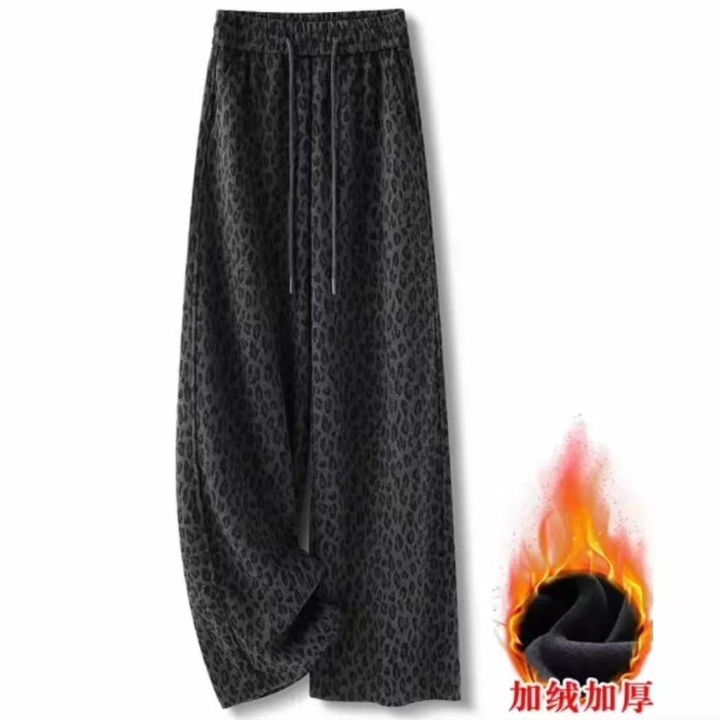 【加绒豹纹】6005冬季加绒女士休闲裤显瘦舒适垂感百搭直筒小弯刀