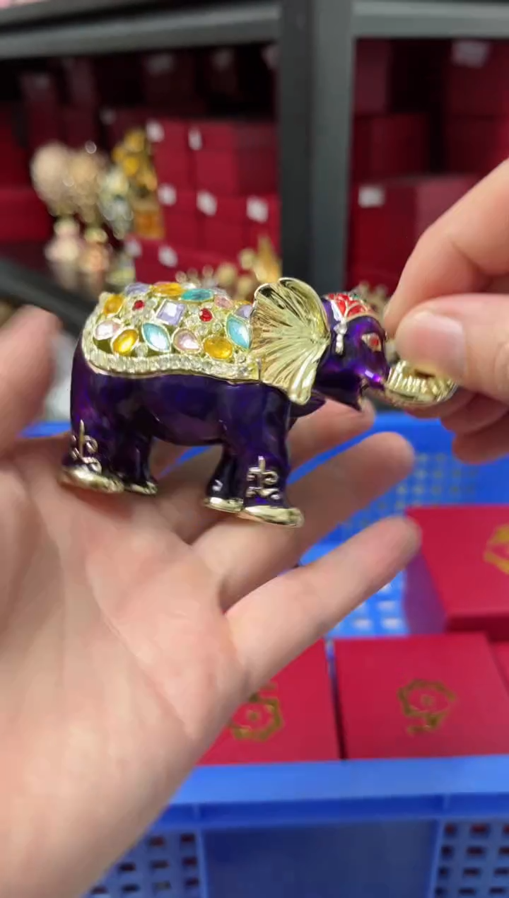 【闪购商品】瓷片年货节福福价格高质珐琅彩合金摆件首饰盒