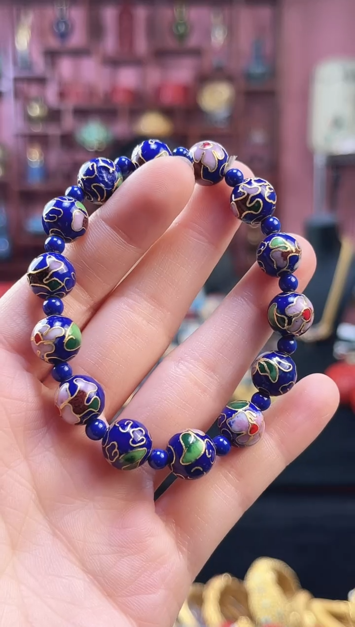 非遗 景泰蓝铜胎 手串宝蓝色1.0