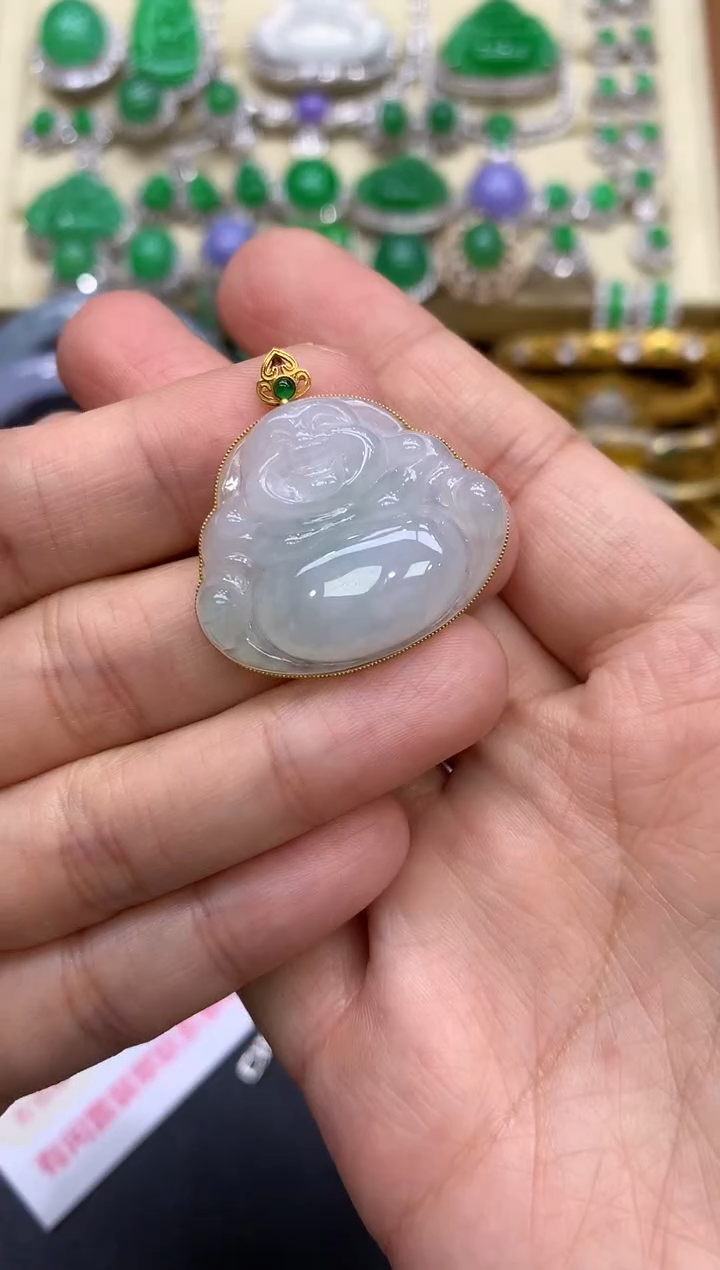 颈饰18K金镶嵌翡翠50-中国好珍宝