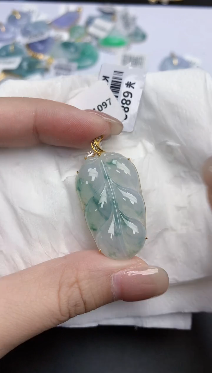 【闪购商品】翡翠颈饰18K金镶嵌天然缅甸翡翠A货