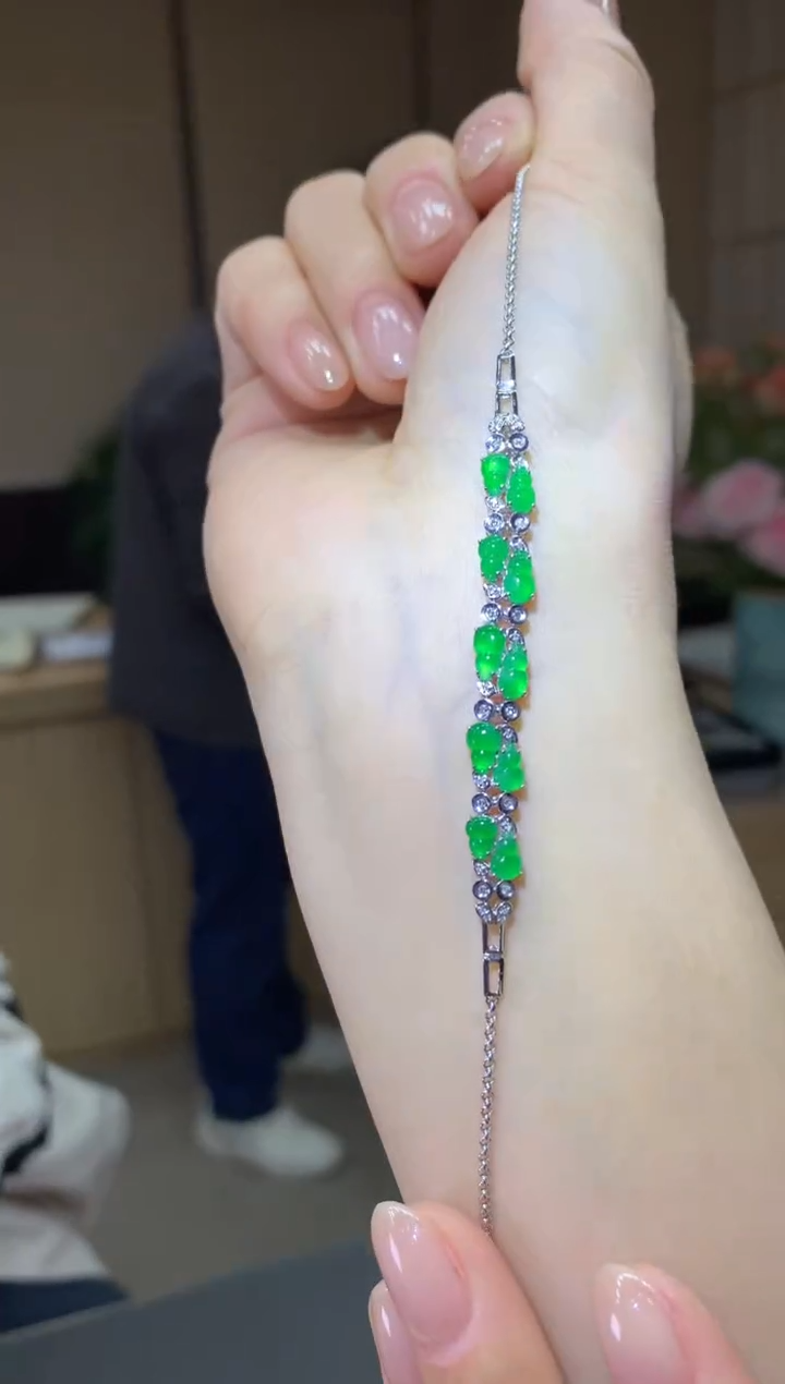 【闪购商品】翡翠手链18K金镶嵌|不退不换