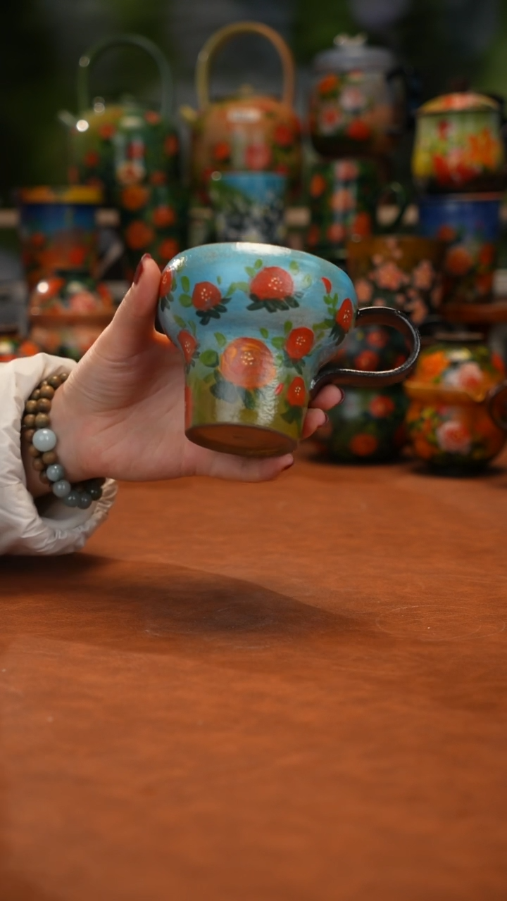 紫砂油画手绘釉下彩