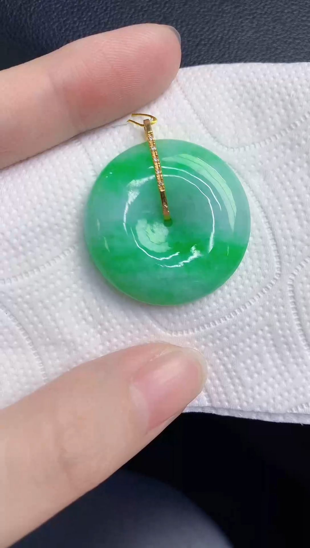 颈饰18K金镶嵌翡翠天然翡翠缅甸A货