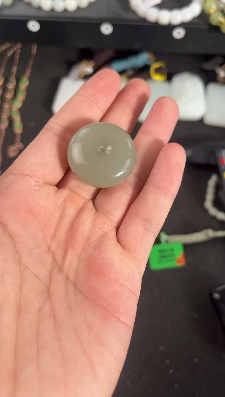 【闪购商品】和田玉平安扣未镶嵌且末青白平安扣微色差