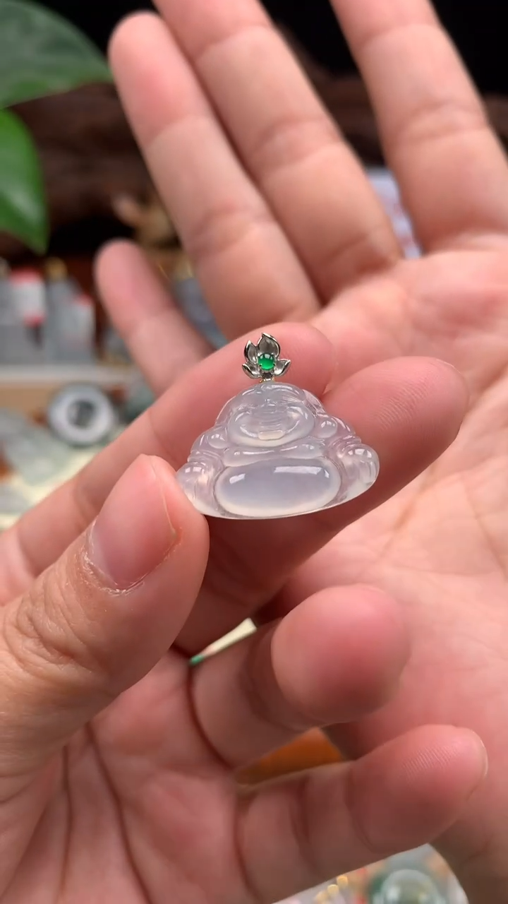 【闪购商品】翡翠吊坠(不含链)18K金镶嵌佛公