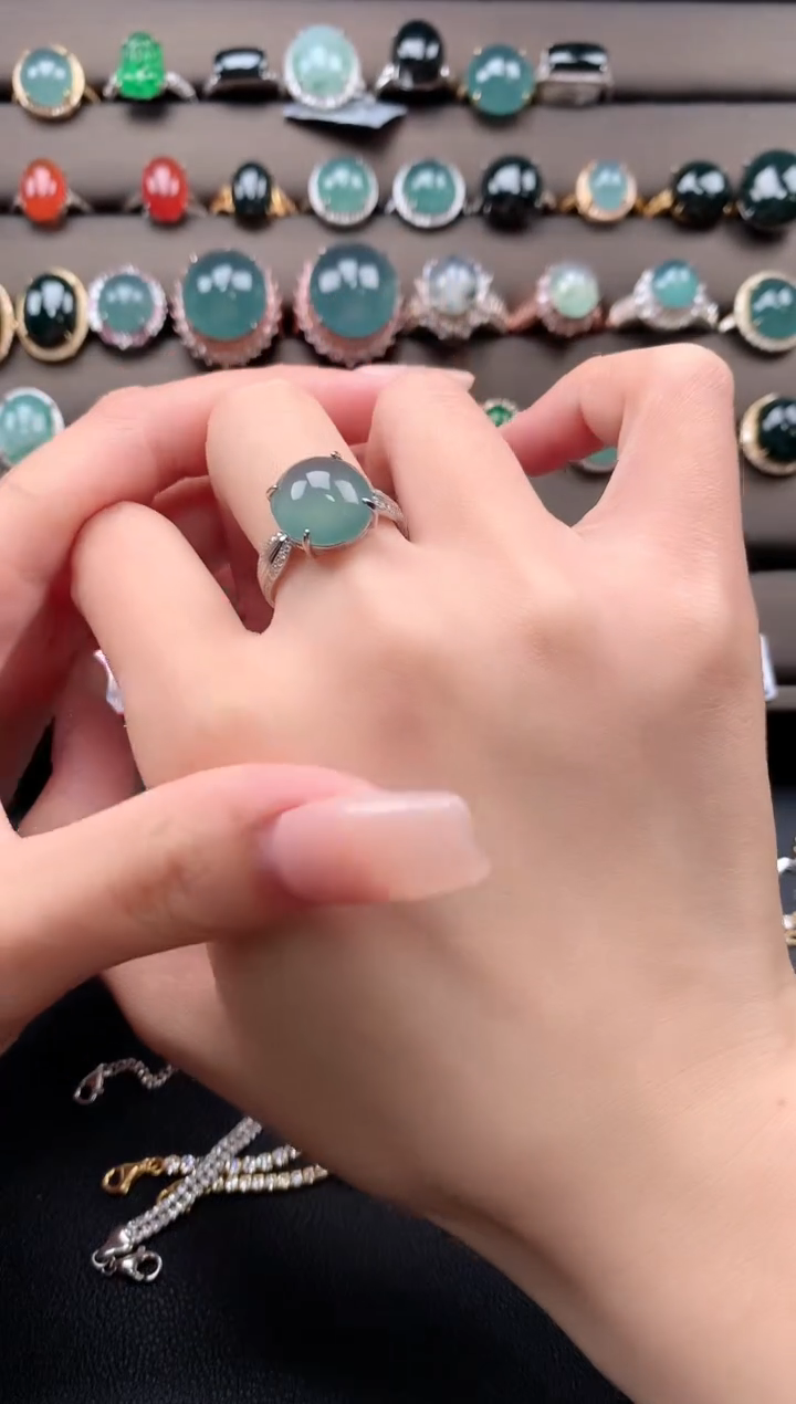 【闪购商品】翡翠戒指银S925镶嵌432432