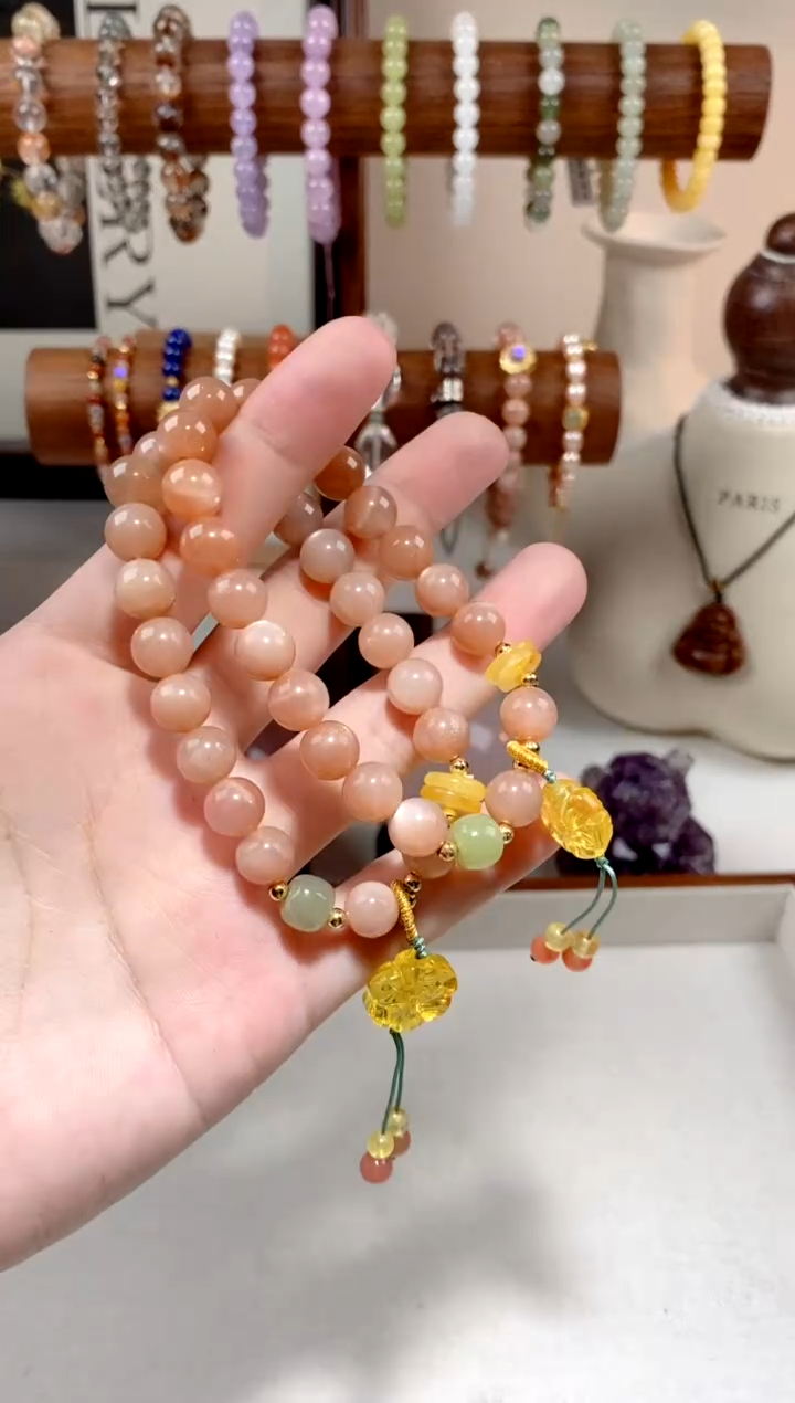 【闪购商品】长石手链银S925镶嵌太阳石