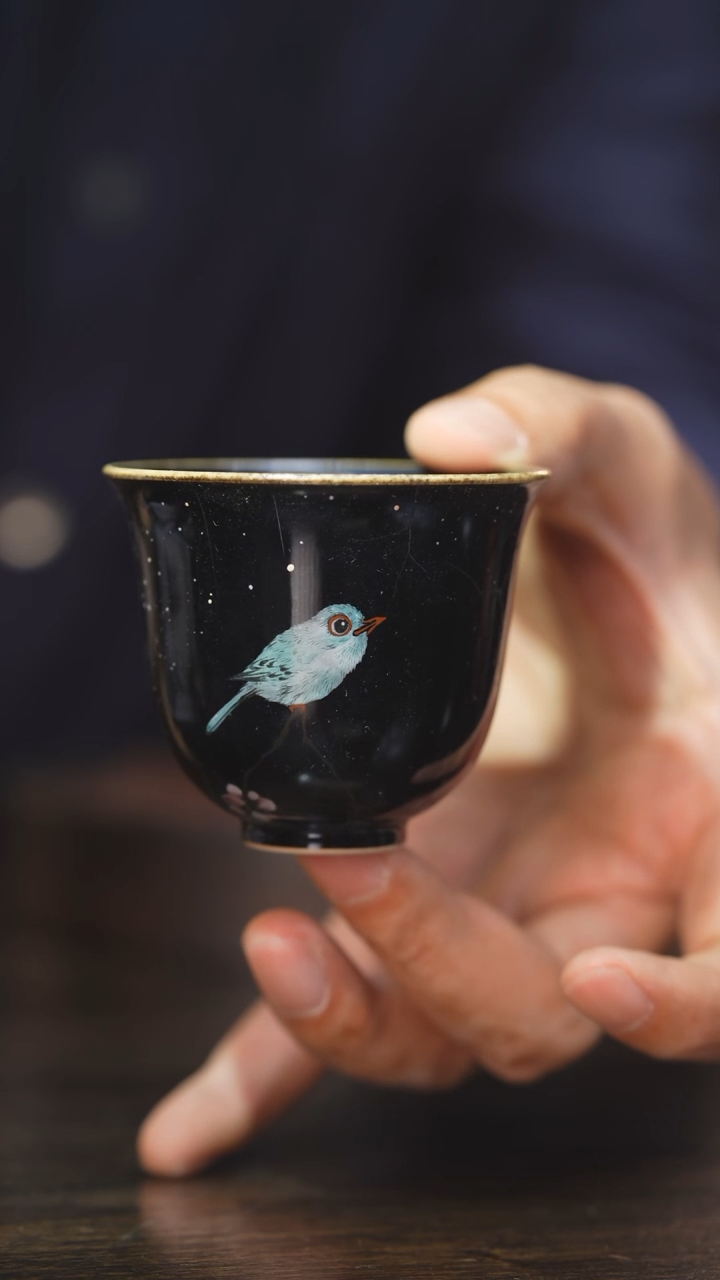 【闪购商品】杯120柴房陶瓷丨窑宝花鸟单杯