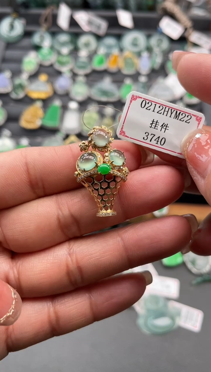 【闪购商品】翡翠挂件18K金镶嵌0212HYM22