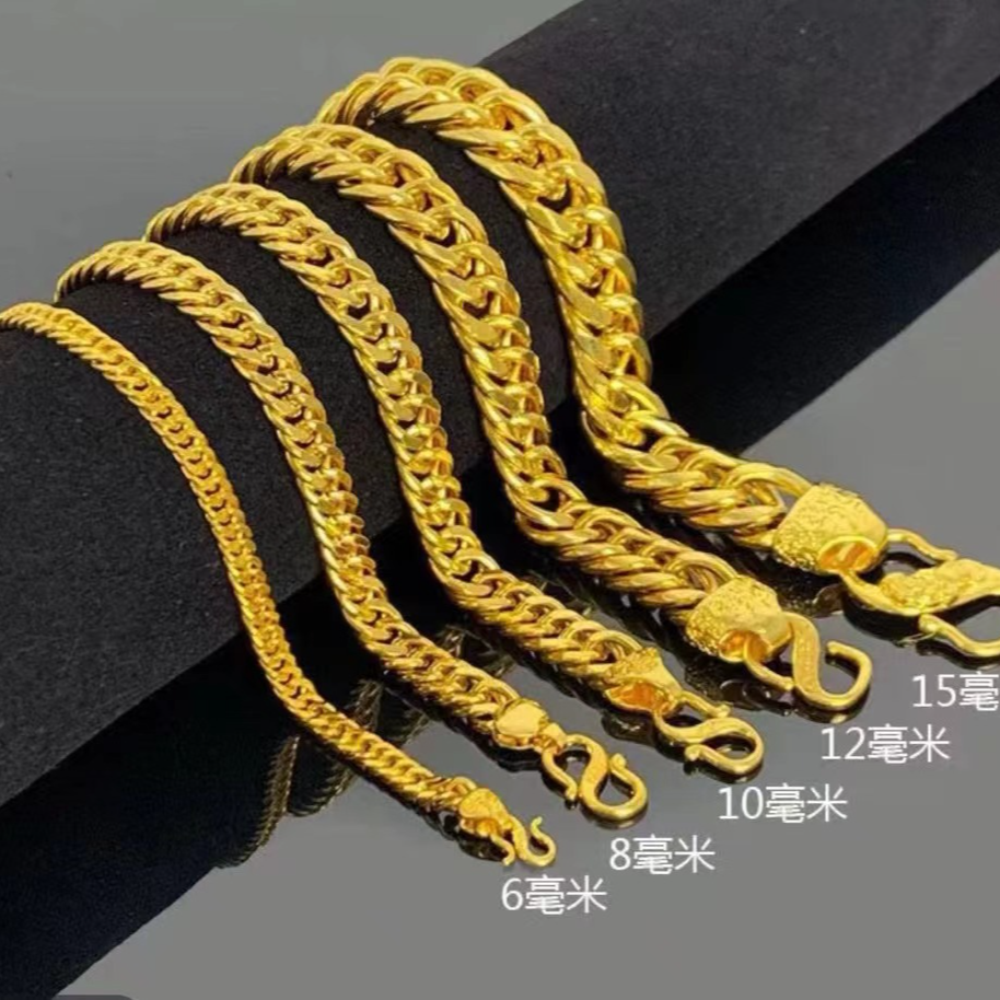 足银手链 足银999 亮面包金工艺足银马鞭手链男士