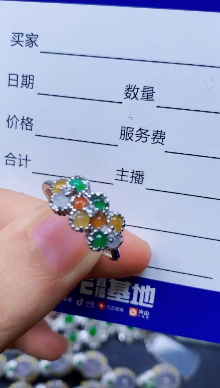 翡翠戒指银S925镶嵌0250