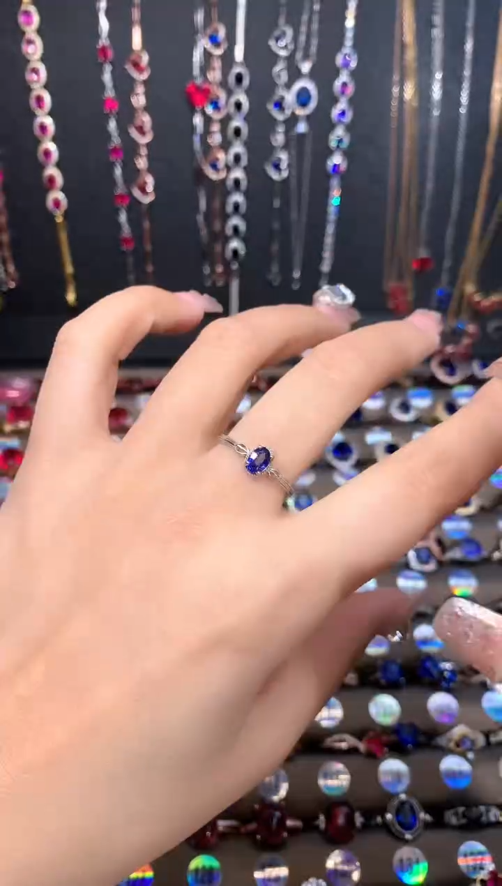 【闪购商品】蓝宝石戒指银S925镶嵌银色 
