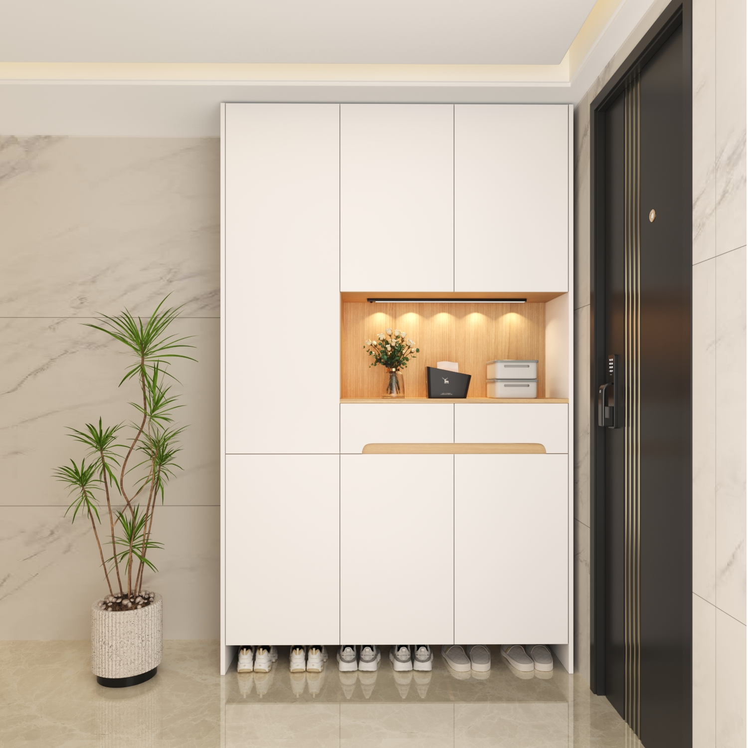 鞋柜家用门口入户玄关柜一体靠墙2025新款简约鞋柜大容量多层收纳