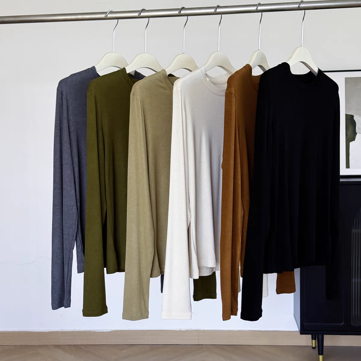 醋酸羊毛长袖女T恤多色内外穿Bi入舒适亲肤经典针织打底面膜T