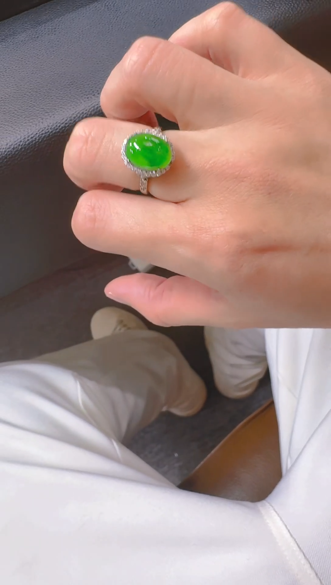 【闪购商品】翡翠戒指银S925镶嵌天然A货翡翠