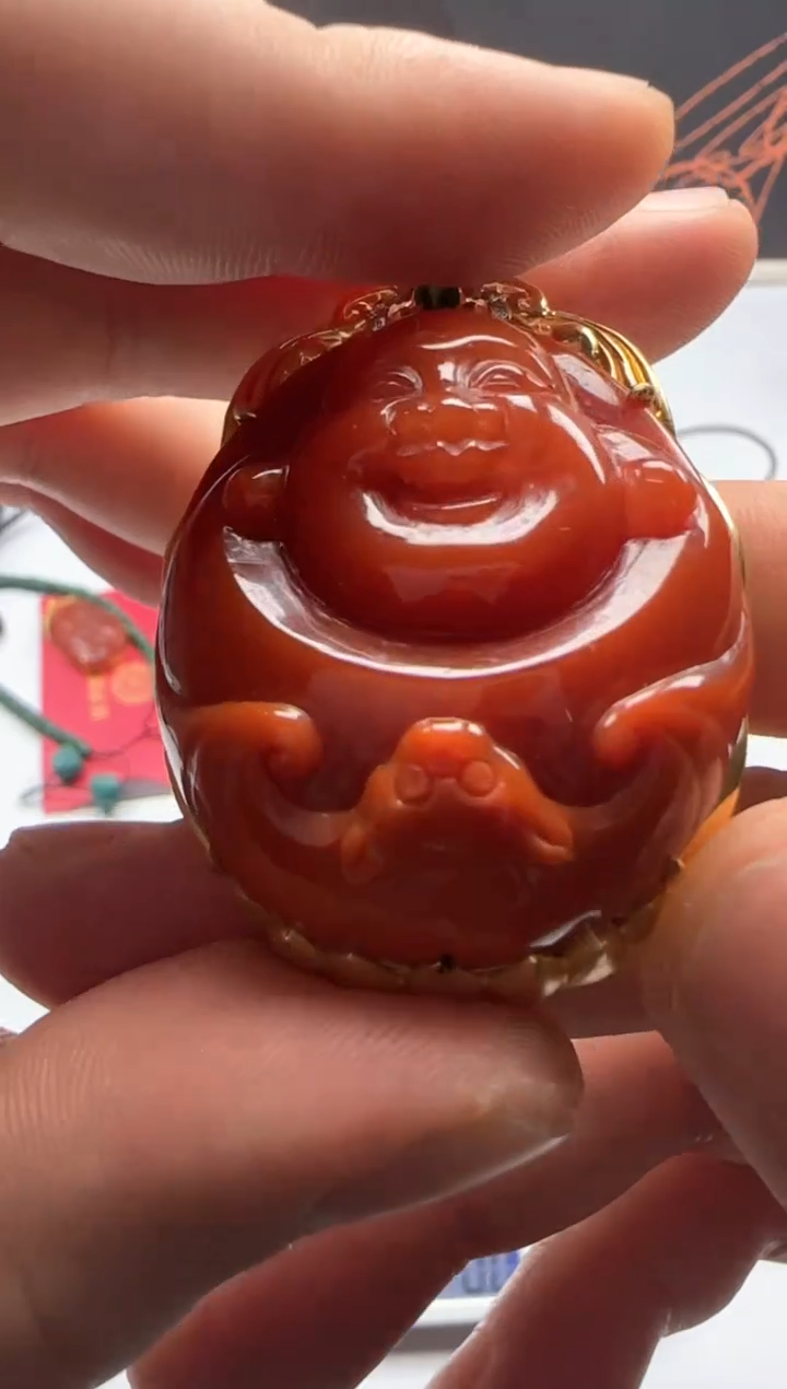 【闪购商品】南红玛瑙18K金镶嵌吊坠(不含链)吊坠
