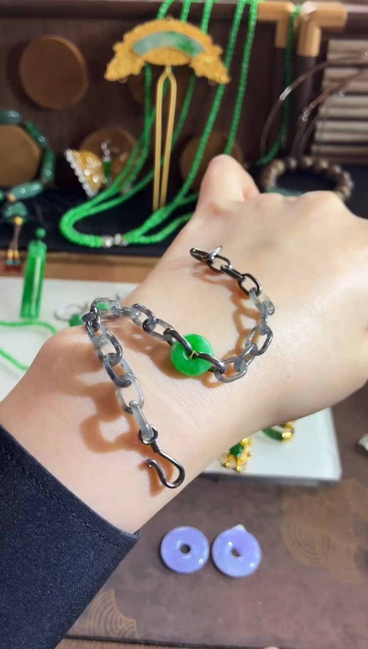 银S925镶嵌手链翡翠手饰