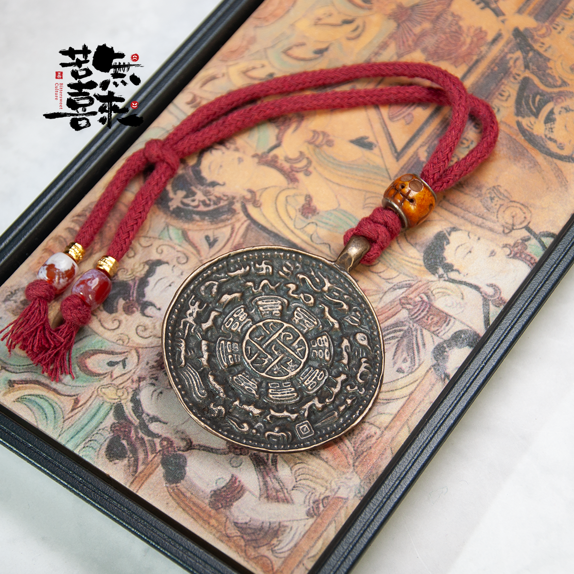 大鹏展翅九宫八卦牌腰挂钥匙挂侧挂包挂佛珠配饰51mm