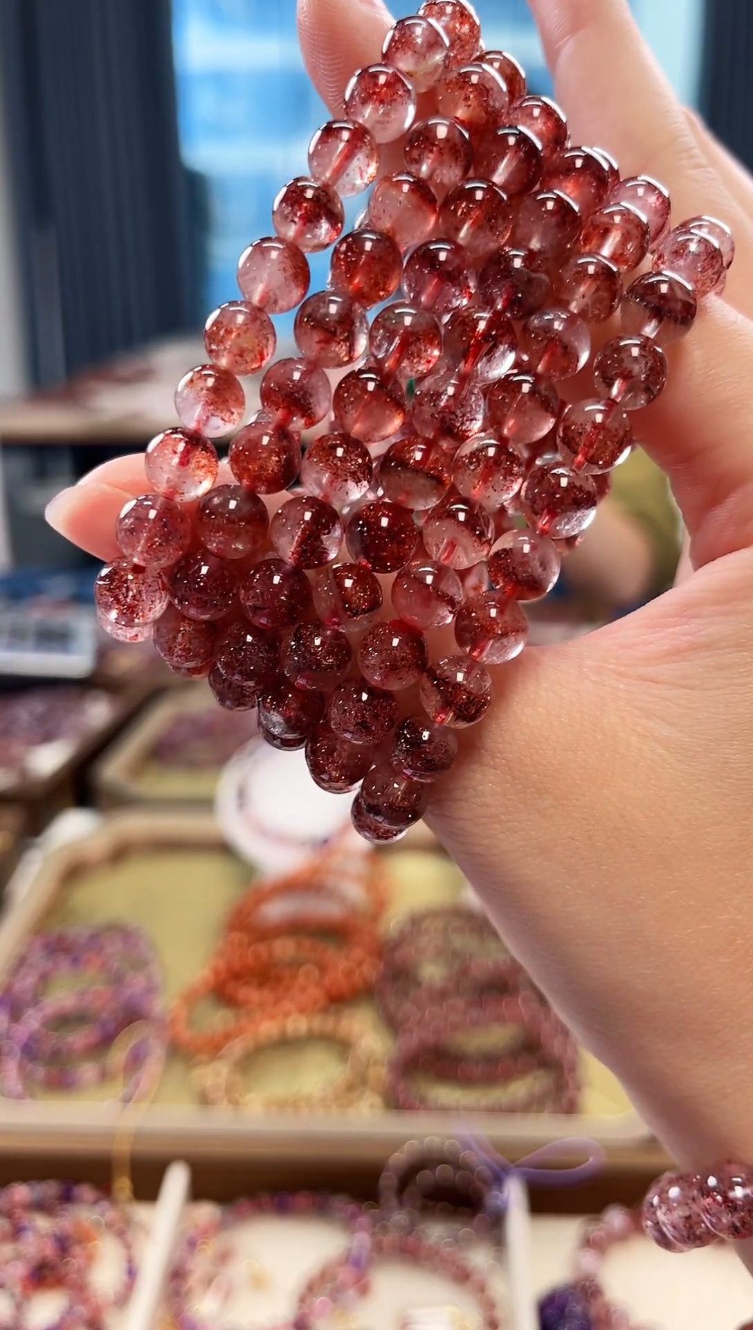 未镶嵌手串水晶金草莓超七单圈手串7mm【多样性发一】