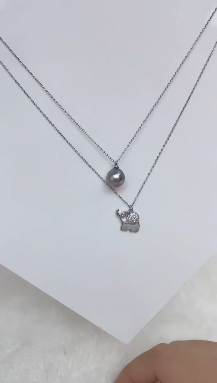 银S925镶嵌海水珍珠颈饰  