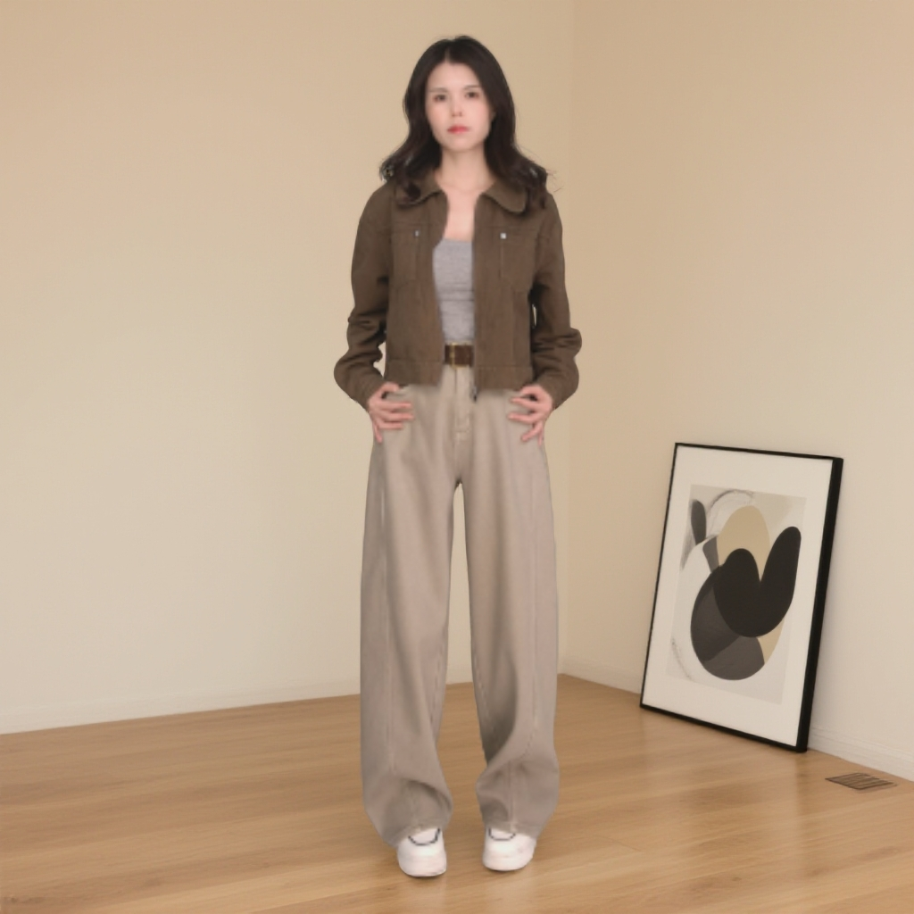 【高级感】四季显瘦显高直筒小弯刀裤宽松牛仔裤中高腰+皮带+加长