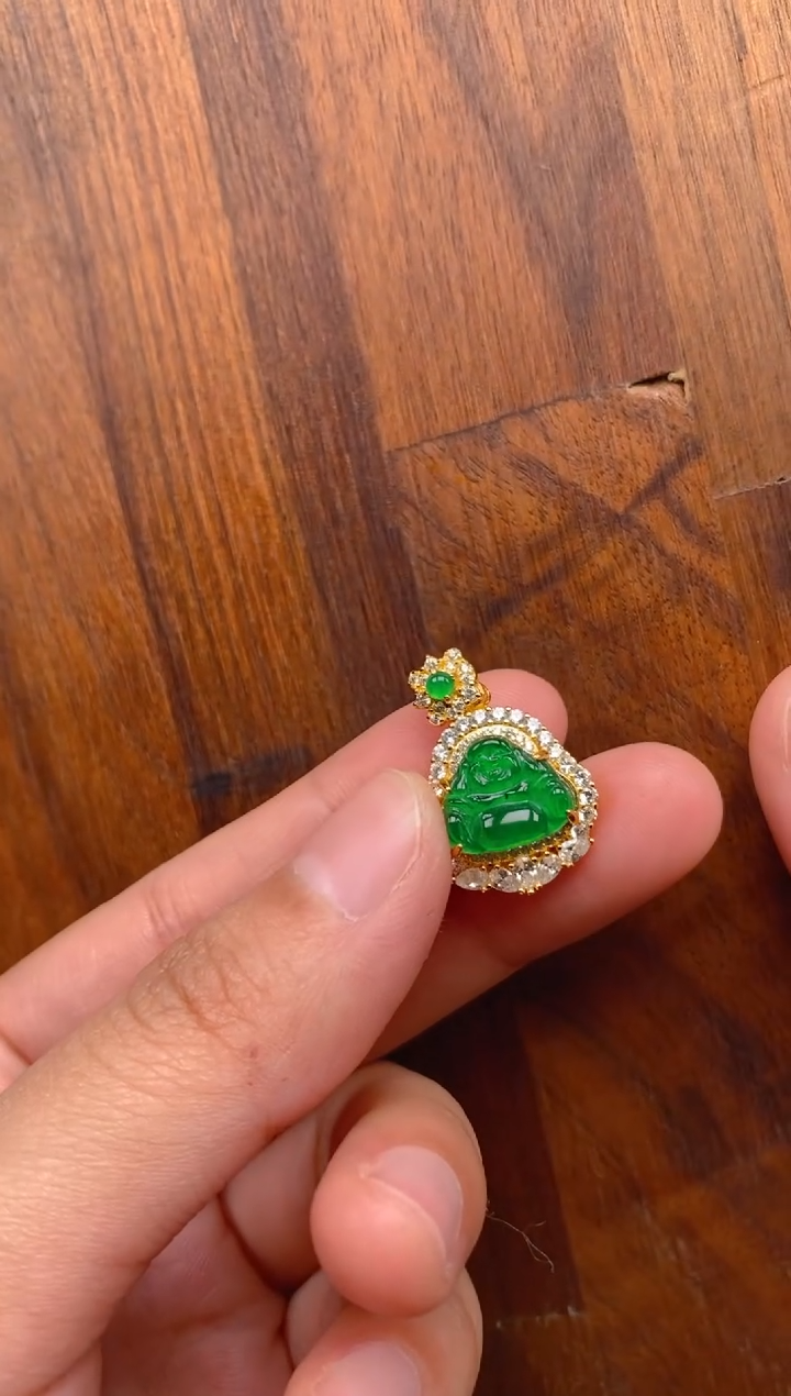 【闪购商品】翡翠吊坠(不含链)银S925镶嵌佛公吊坠