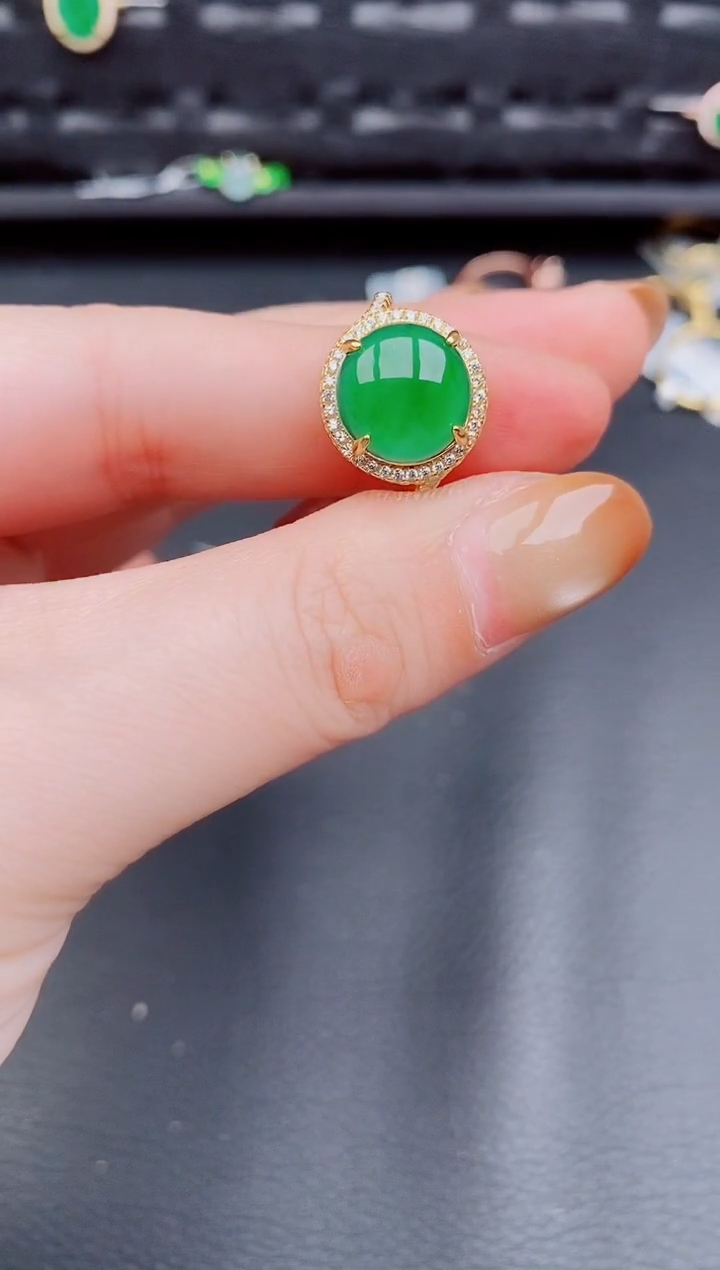 【闪购商品】翡翠戒指银S925镶嵌天然a货翡翠442