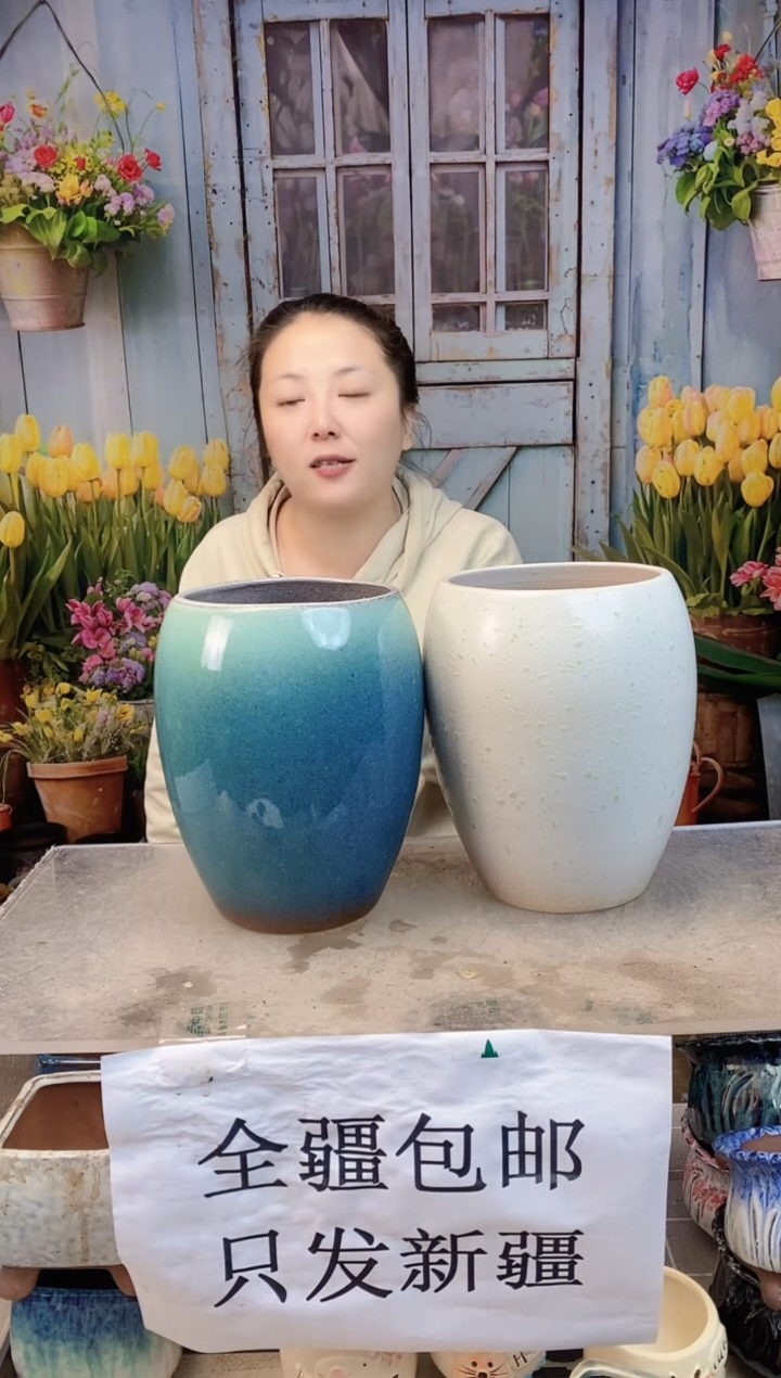 016白蓝蛋形两个装 口14高20