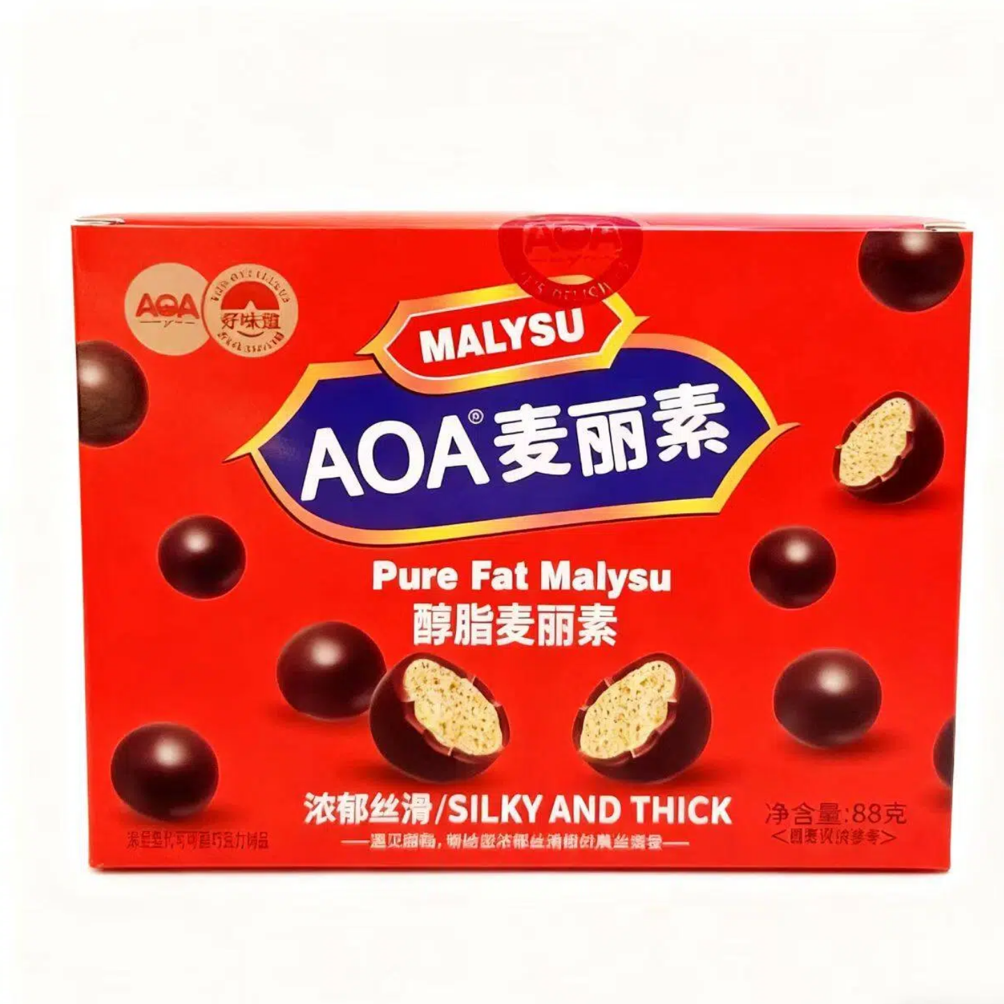 AOA麦丽素88g盒装休闲网红酥脆浓郁丝滑解馋小零食双重口感