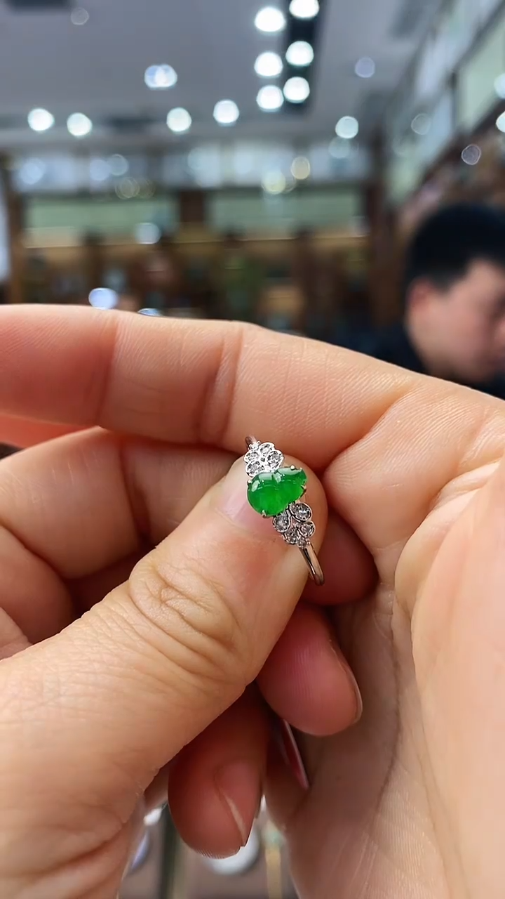 【闪购商品】翡翠戒指18K金镶嵌13圈葫芦戒指